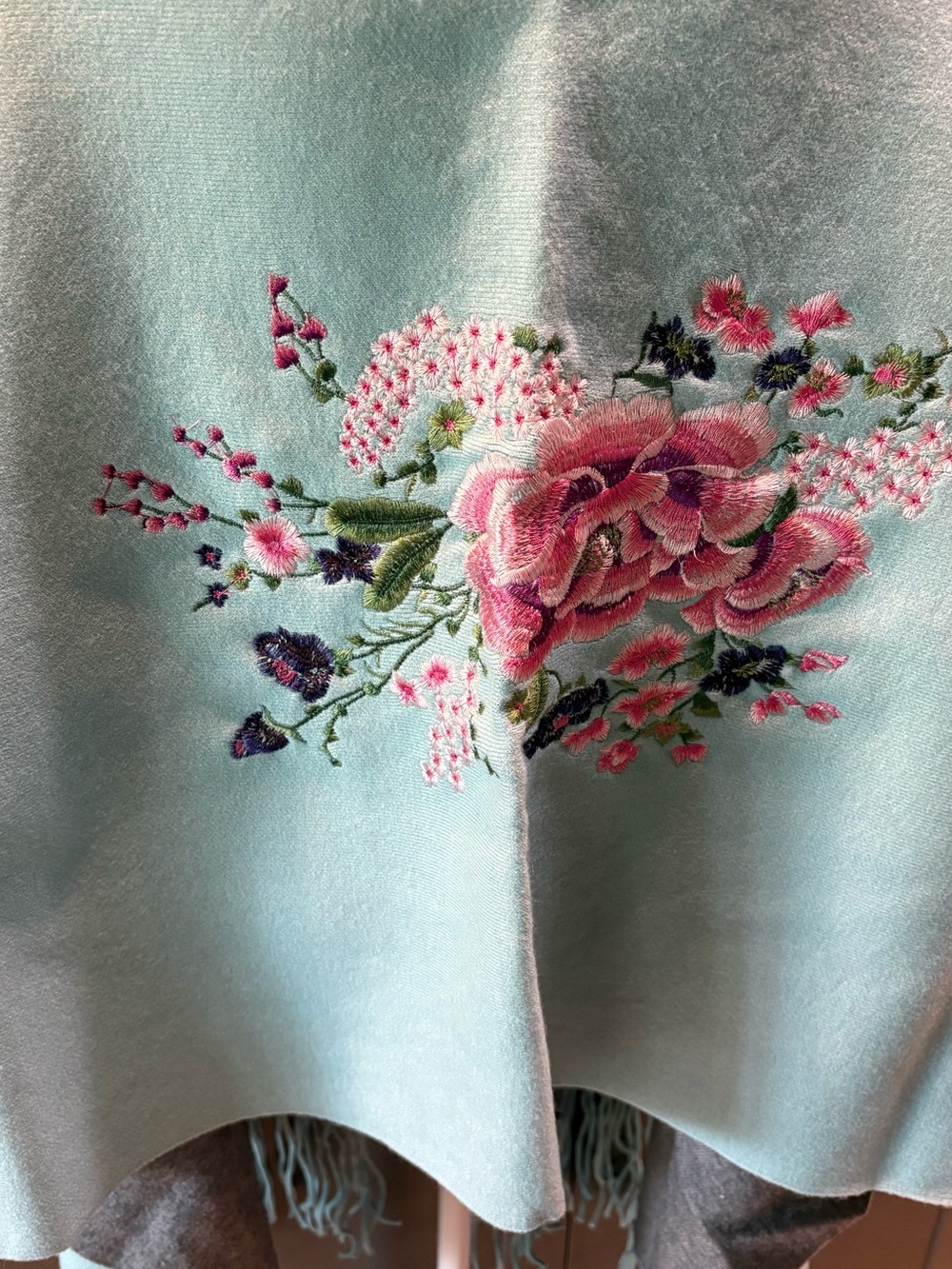 Unique Blue Embroidered Shrug Shawl Cardigan Wrap - Picture 7 of 11